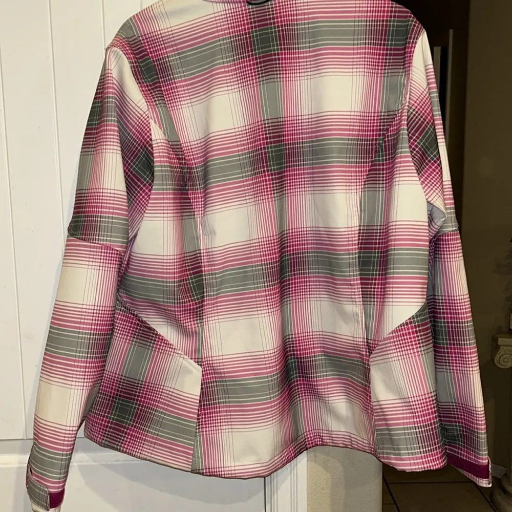 Eddie Bauer pink/grey/white plaid jacket - Image 3