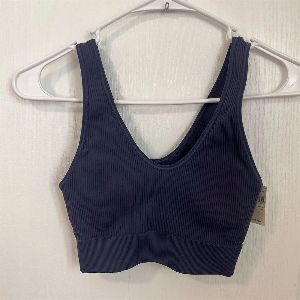Aerie  Women's Seamless Bralette Size Medium Blue V-Neck Wide Straps Pullover NWT - Image 3