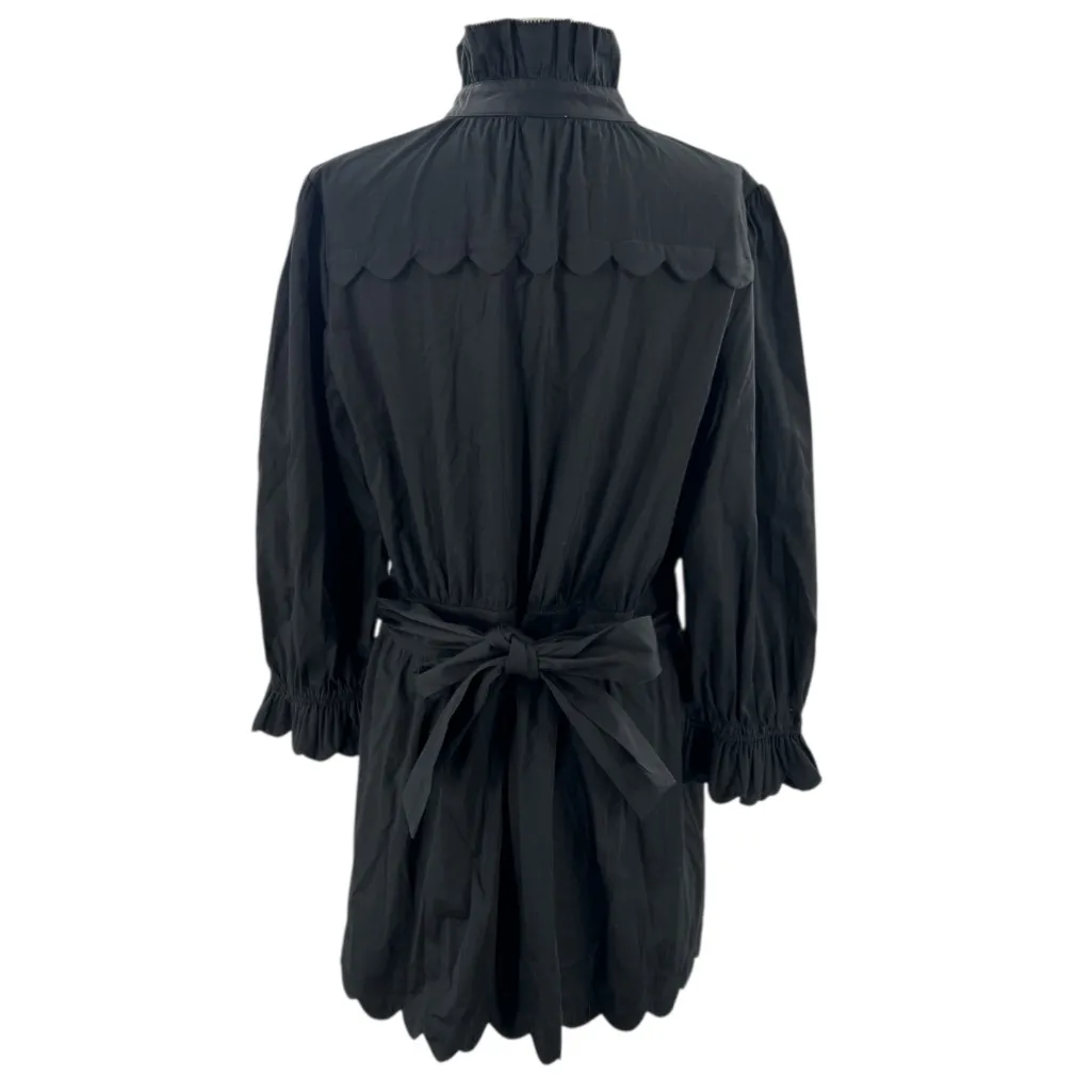 Sundays Jenna scalloped belted shirt dress black sz M - Image 5