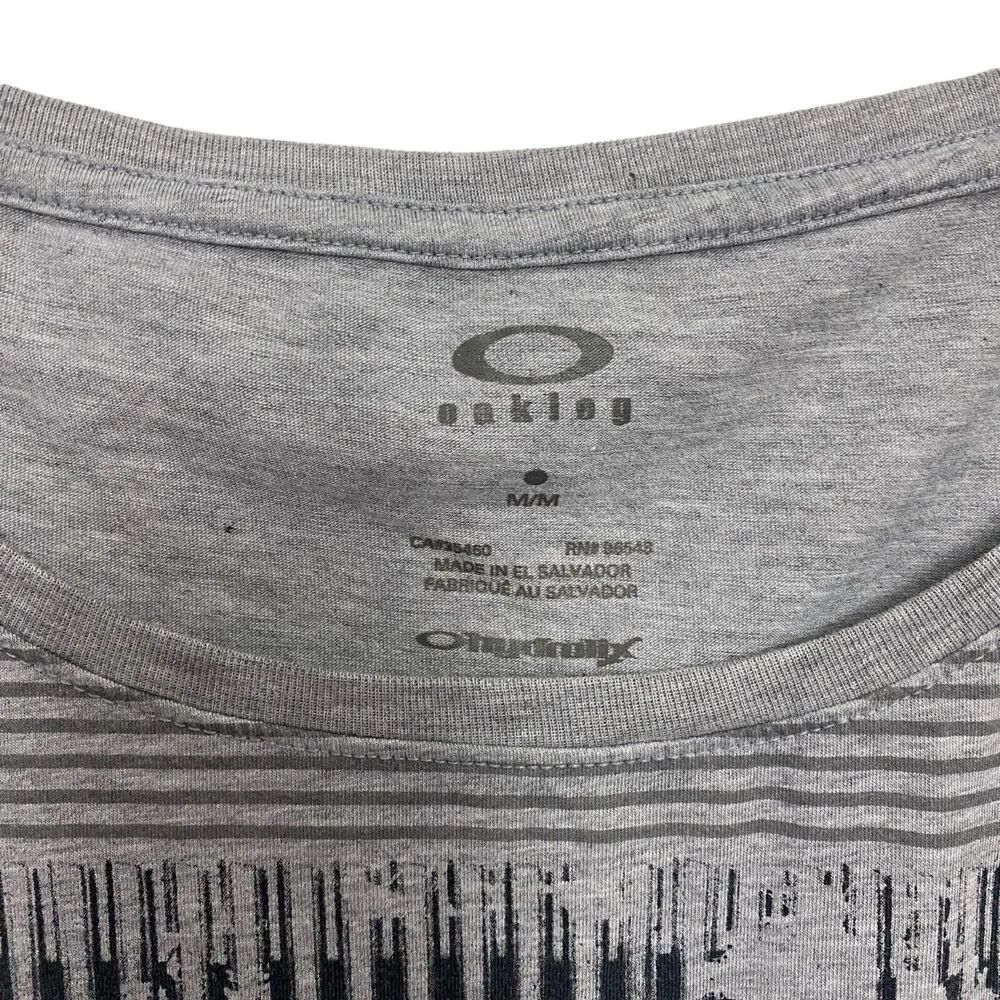 Oakley Women's Striped Cap Sleeve T-shirt Gray Size M Summer Rugged Streetwear - Image 7