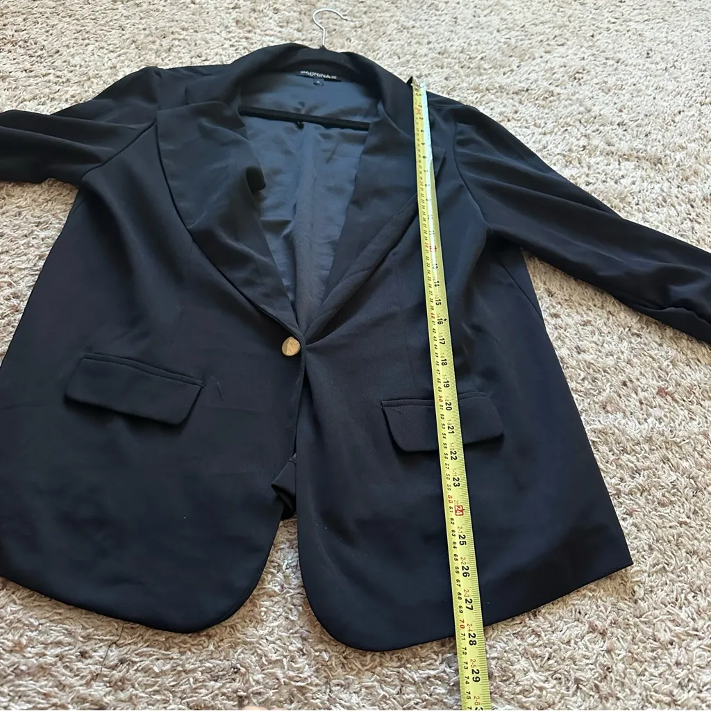SABRINAS Women’s Collared Button Up Scruch Sleeve Black Blazer/Jacket Size XL - Image 5