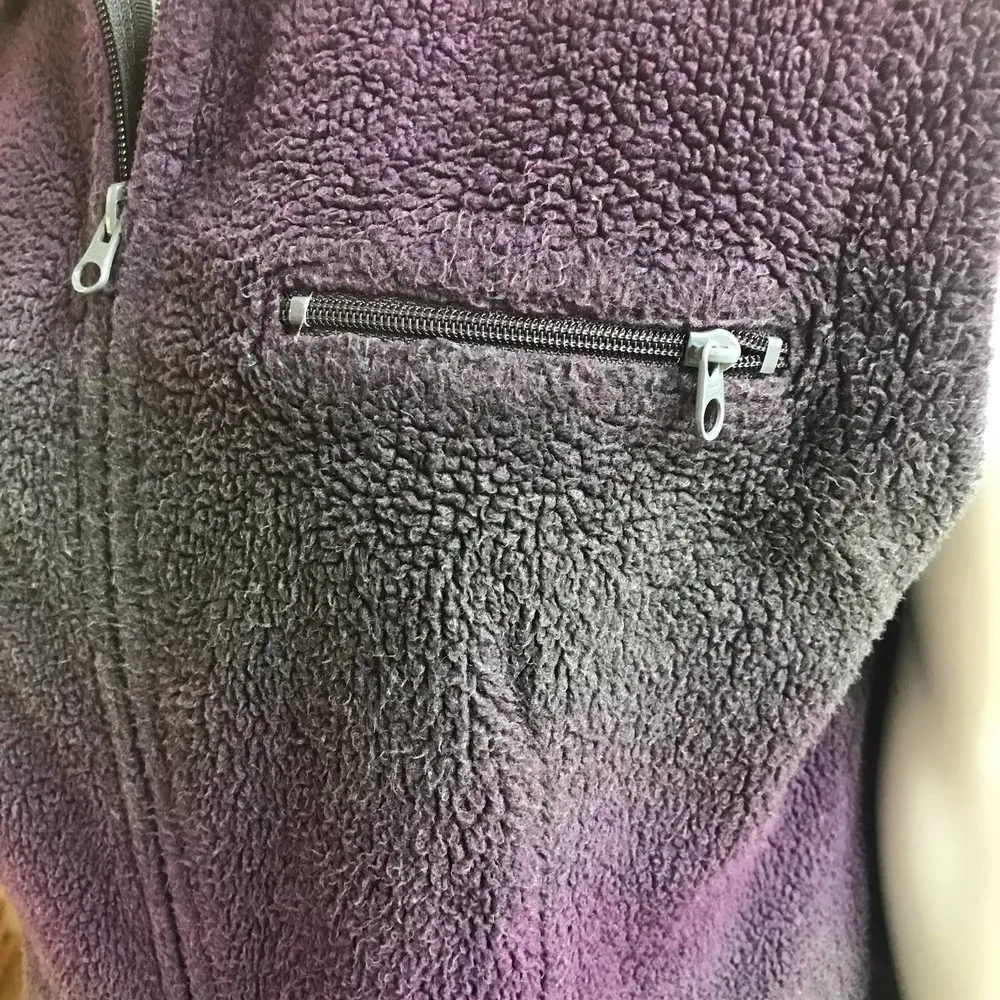 Vintage REI Full Zip Fleece Gray Purple Vest Zipped Pocket Women's Size Large - Image 3