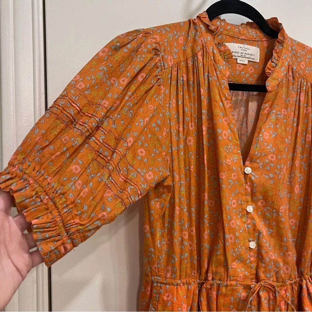 Trovata Birds of Paradis Orange Cotton Sun Dress - Image 10