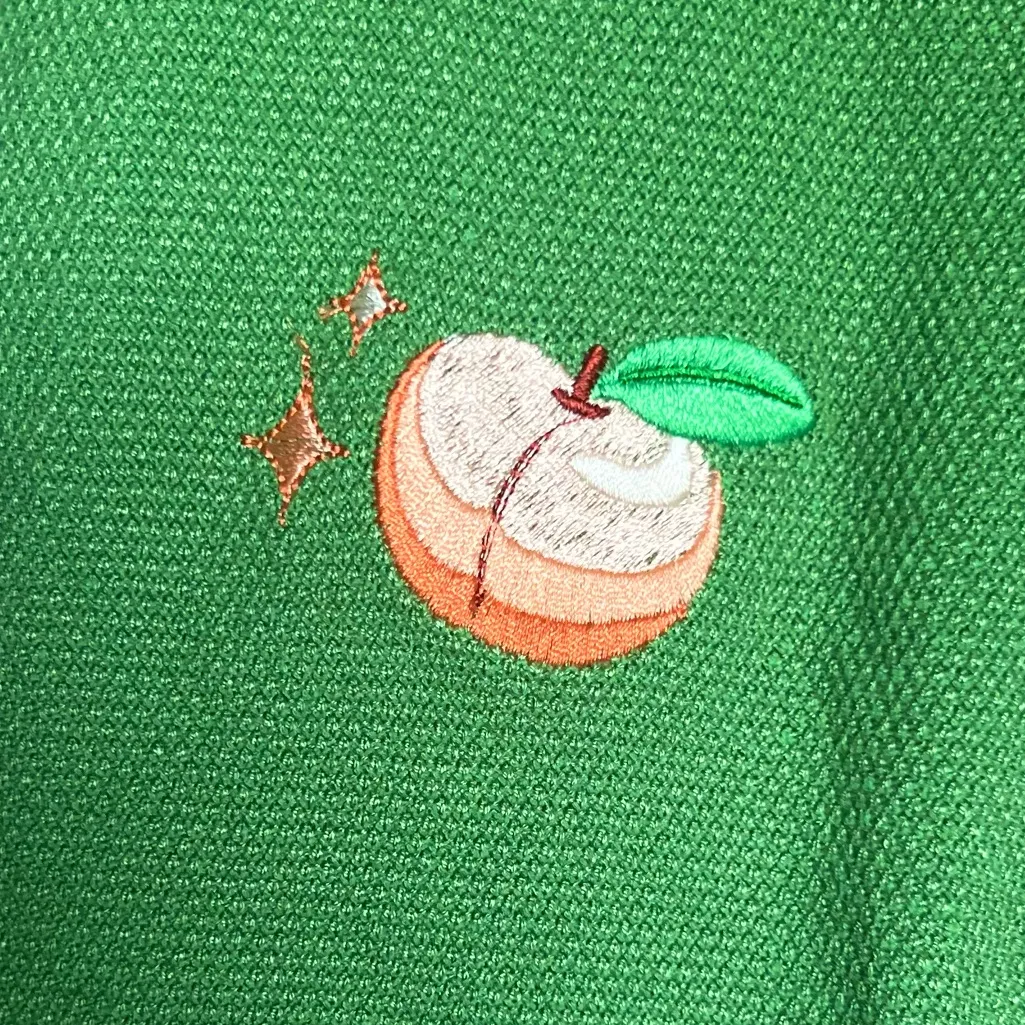 Unique Vintage Green Sweater w/ Jewel Buttons and Peach Embroidery Size 2X - Image 4