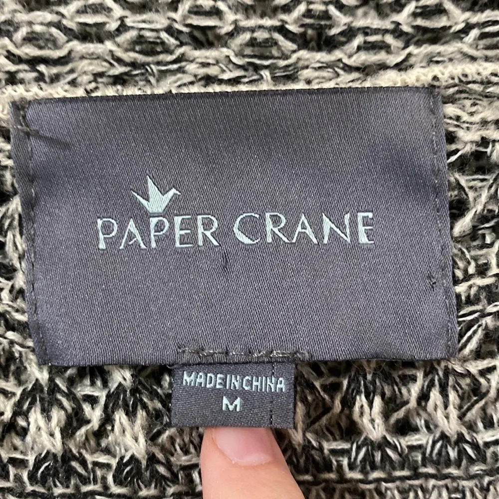 Paper Crane cotton blend open knit marled longline hooded cardigan size M - Image 9