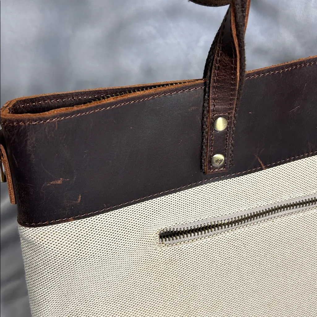 SZone Leather & Canvas Laptop Tote - Image 16