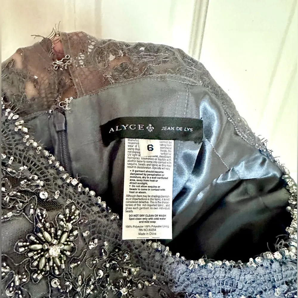 Lace & Beaded Alyce Jean De Lys Gown w. Pleats & Silky Skirt - Image 12