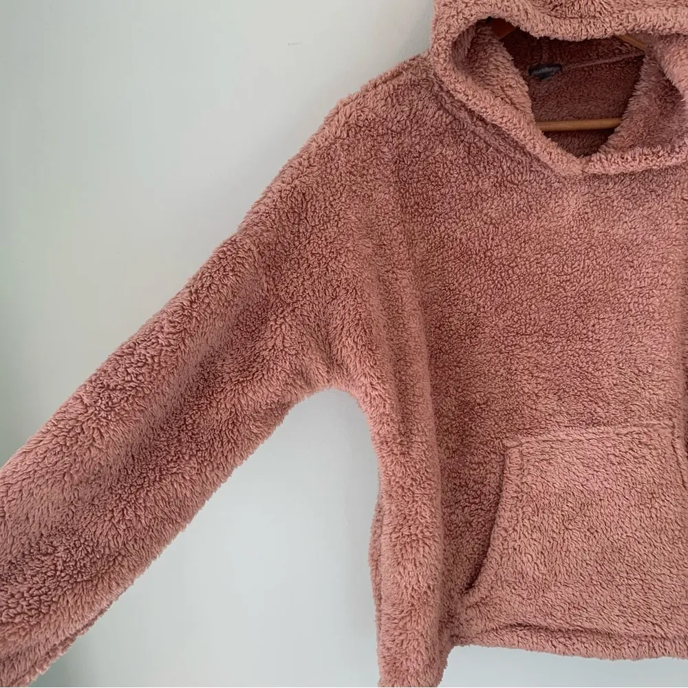 Cozy Charlotte Russe Brown/Pink Teddy Bear Hooded Fleece Pullover M - Image 3