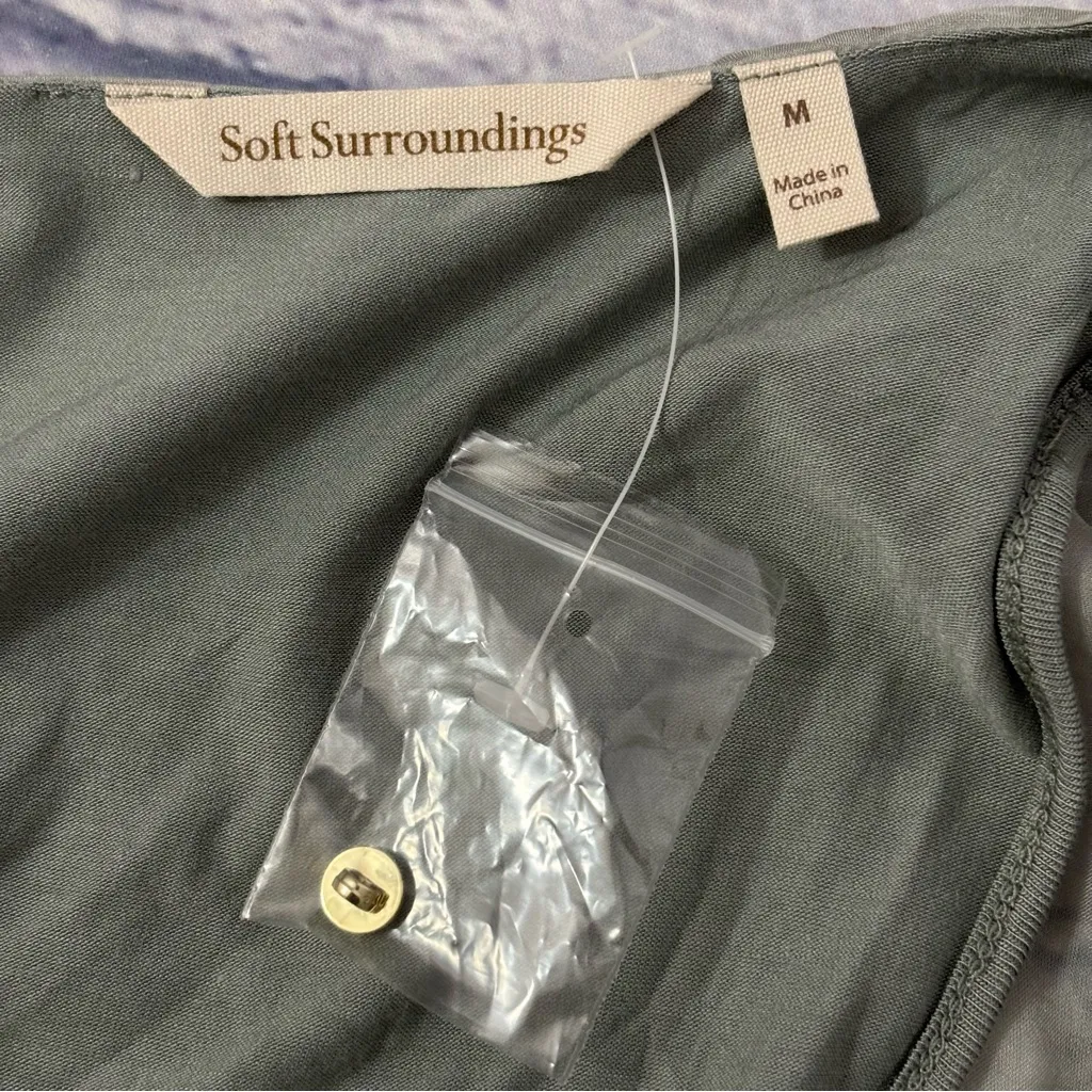 Soft Surroundings Morlaix Silk Dress Sage Medium Drapey Flowy Sophisticated New - Image 11