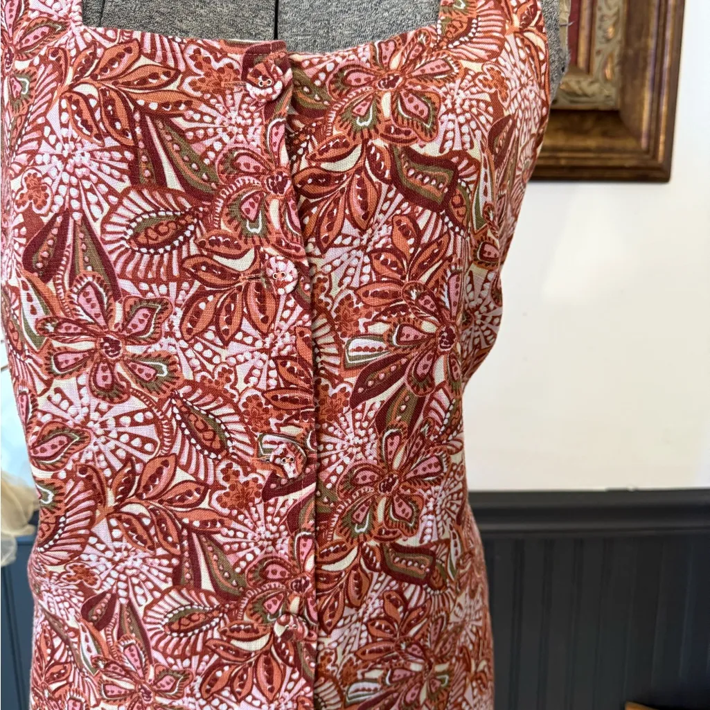 Garnet Hill 100% Linen Vale Square Neck Button Front Tank Dress ~ Size 6 💚🍄 - Image 4