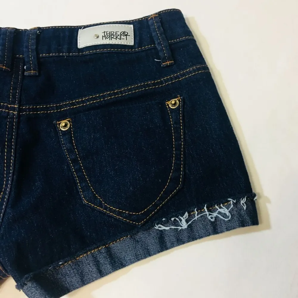 THREAD MARKET Sz 3 Shorts Blue Dark Denim Cuffed - Image 8