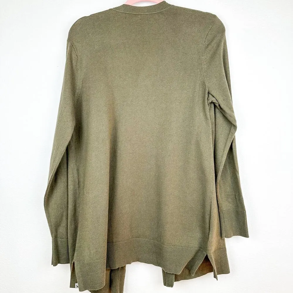 Eddie Bauer Cardigan Sweater Olive Green - Image 2