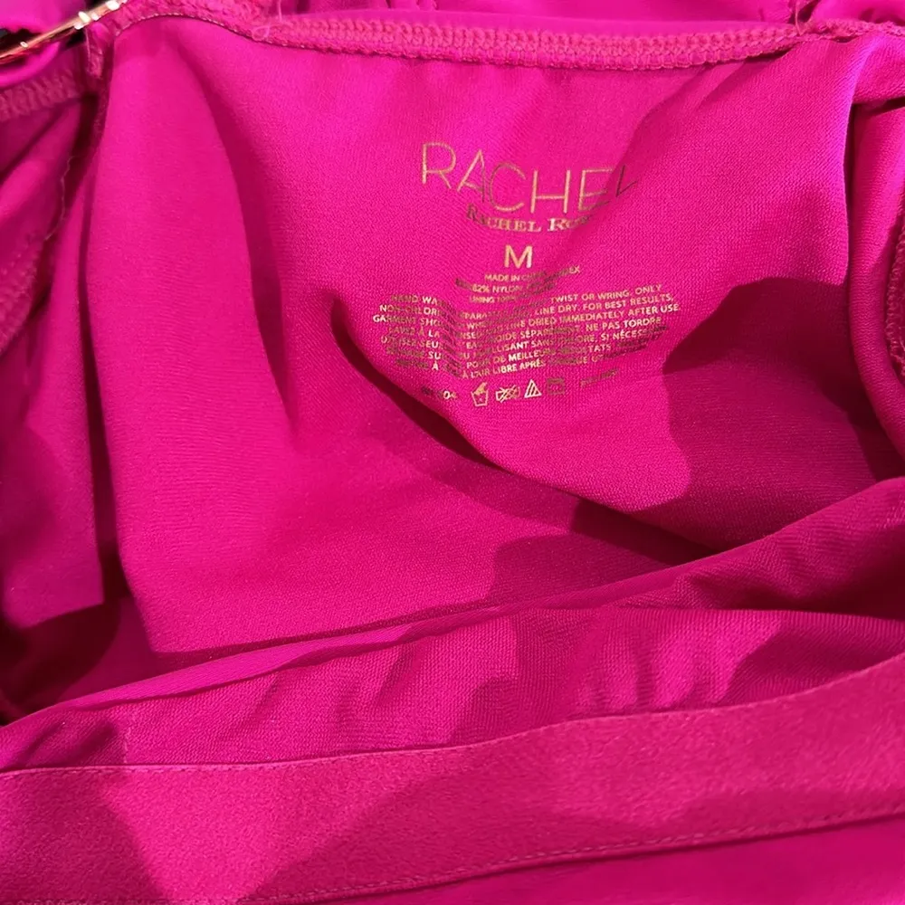 NWT RACHEL Rachel Roy Solid Cutout High Leg One-Piece Swimsuit In Fuchsia - Image 7