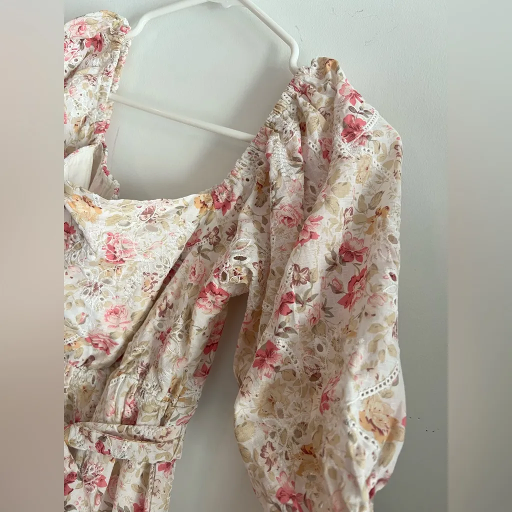 MINKPINK Cecile Mini Dress Size XS NWT Puff Sleeve Floral Eyelet - Image 9