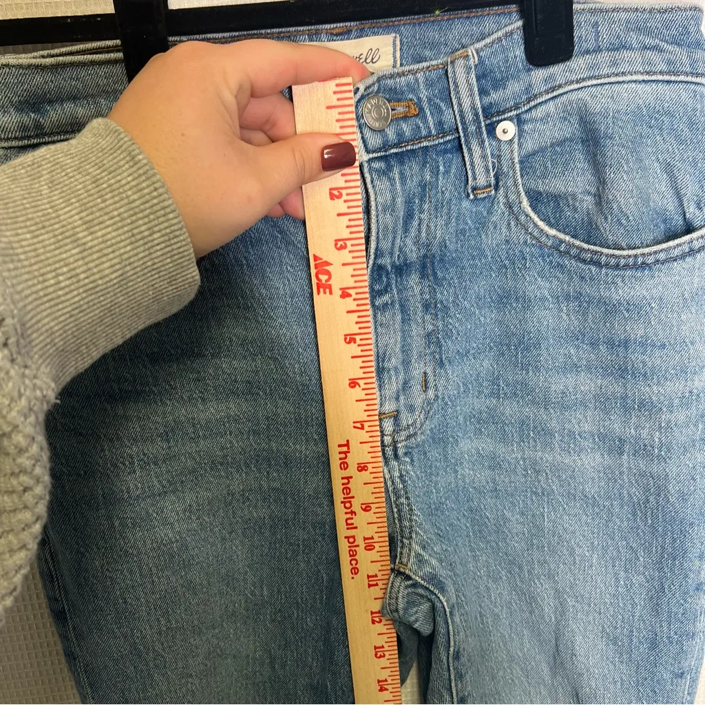Madewell | Blue Ankle Cropped Jeans with Frayed‎ Hem 25 Boyfriend - Image 10