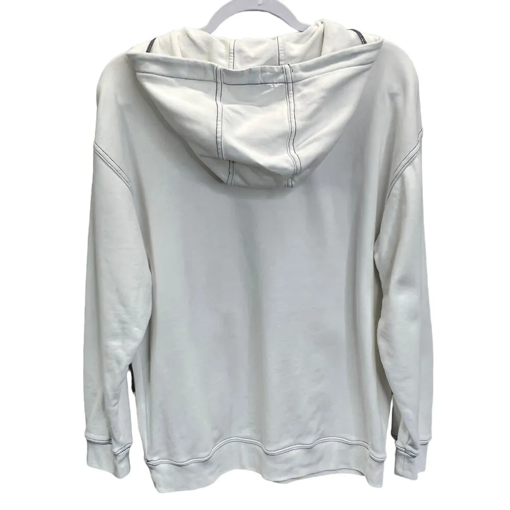 J.Crew Womens Hoodie Sweatshirt White XS Pockets Tie Front Oversize Nautical - Image 5