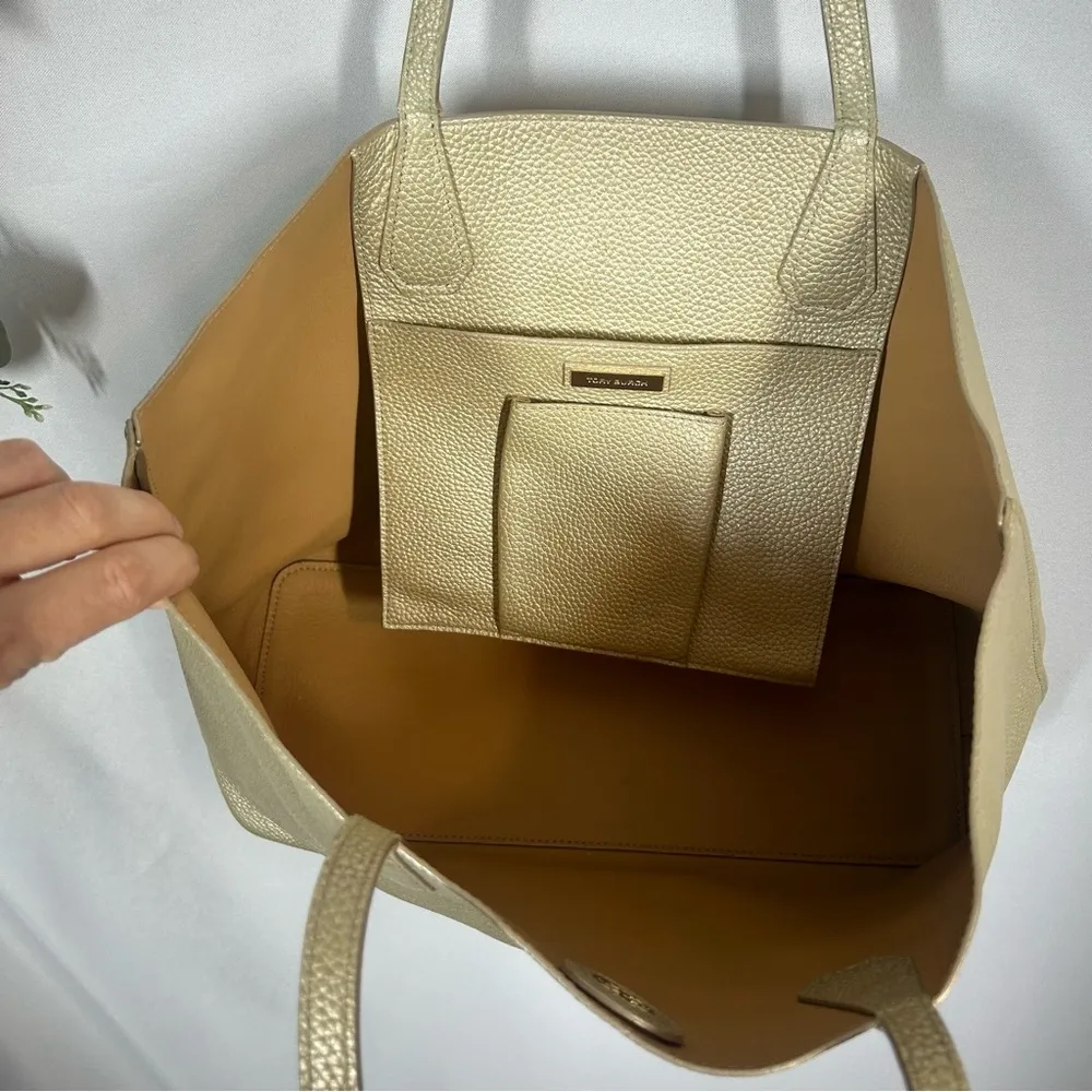 Tory Burch | NWOT Metallic Perry Leather Tote Golden Large Purse Shoulder Bag - Image 7