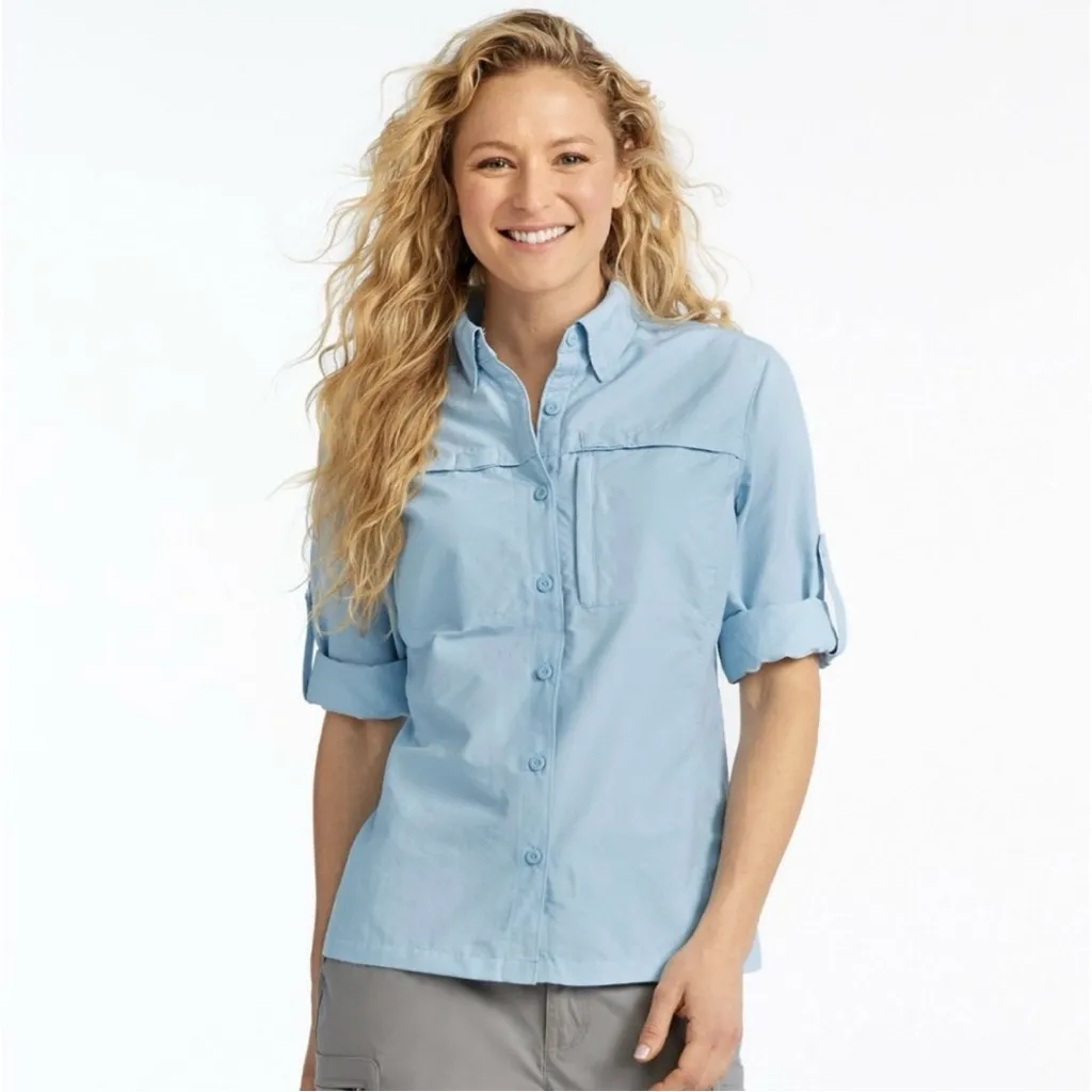 LL Bean Tropicwear UV Protection Long Sleeve Shirt Lilac Size L Granola Girl Purple Size L - Image 2