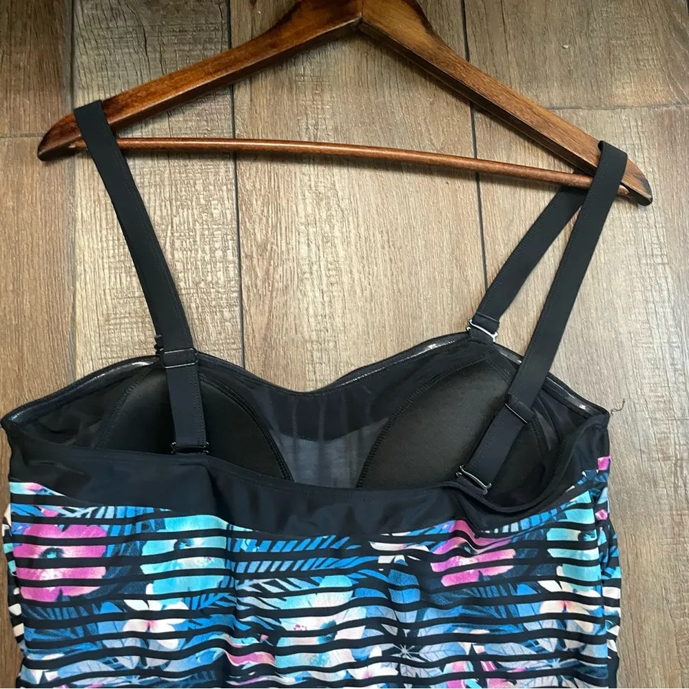 Cactus Womens Swim Swimsuit One Piece Retro Floral Stripe Padded Size 16 - Image 5