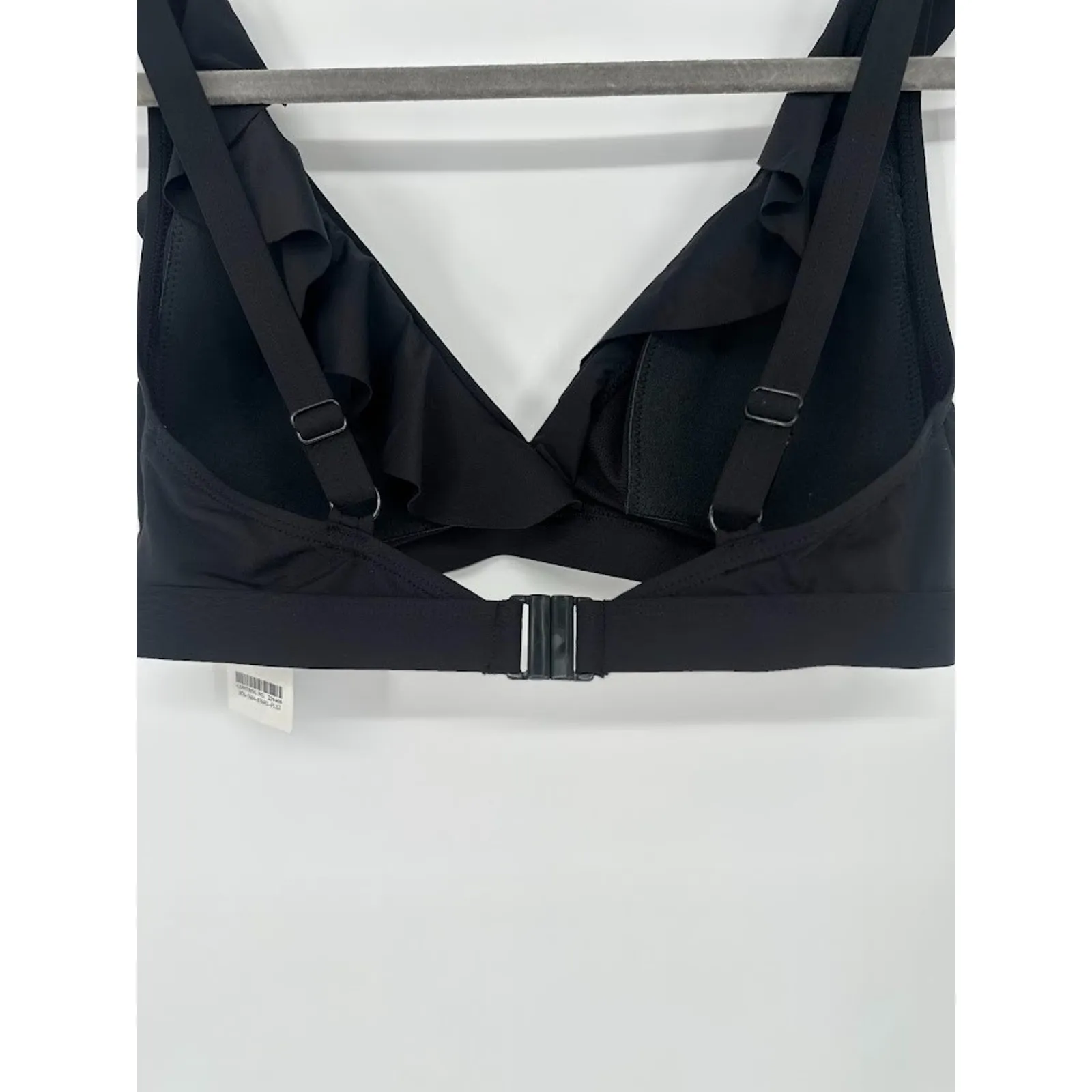 Niptuck Swim Black Ruffle Shoulder Bikini Top US 6 Multi Fit Cup Padded Beach - Image 5