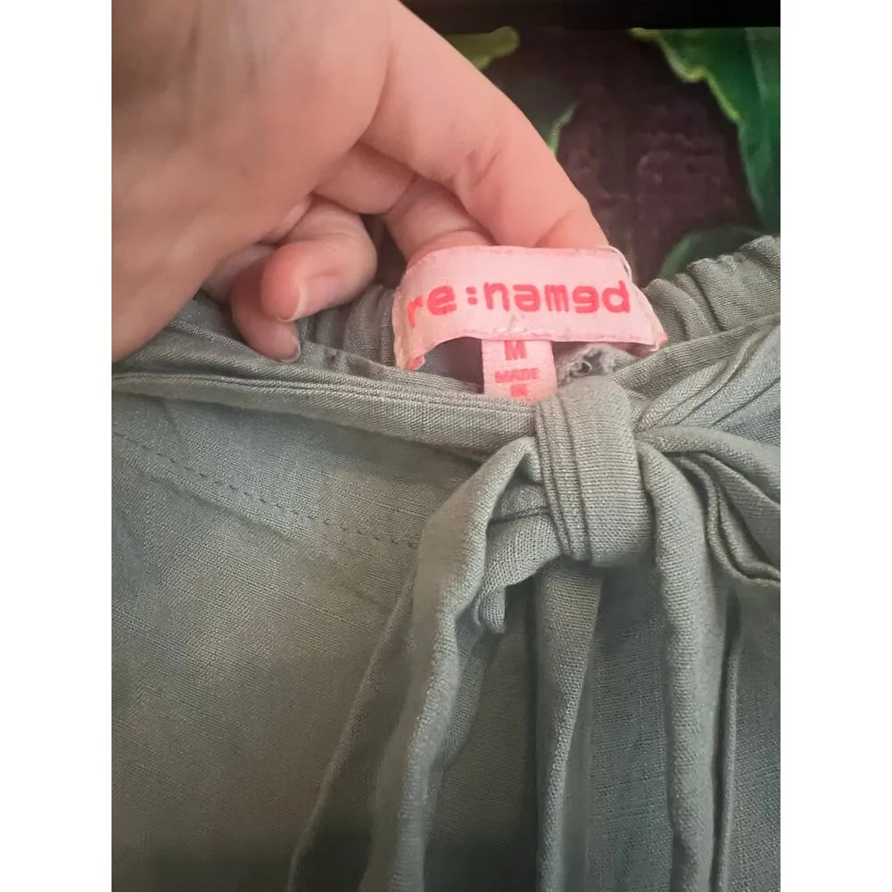 Renamed Open Wide Leg Boho Pants Festival Beachy Flowy Sage Green Women's Medium - Image 5