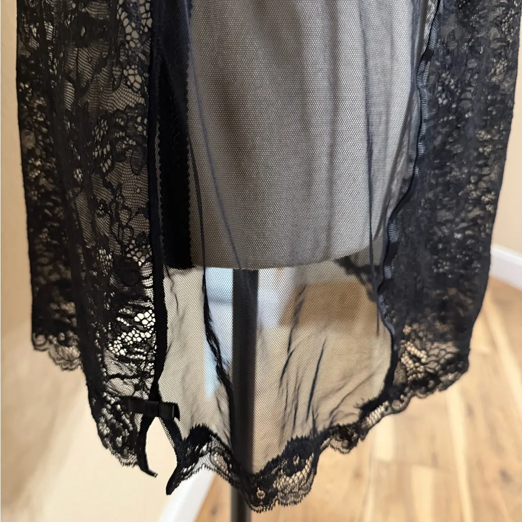 Y2K Victoria's Secret Very Sexy Black Slip Dress Chemise Teddy Large Lace Bow - Image 3