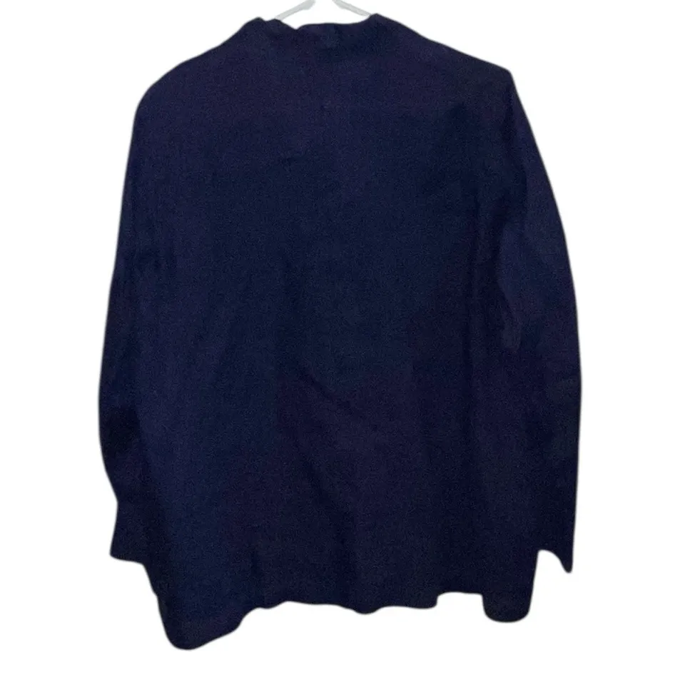 Coldwater Creek Navy Blue Linen Oversized Blazer Coastal Grandma Old Money - Image 6