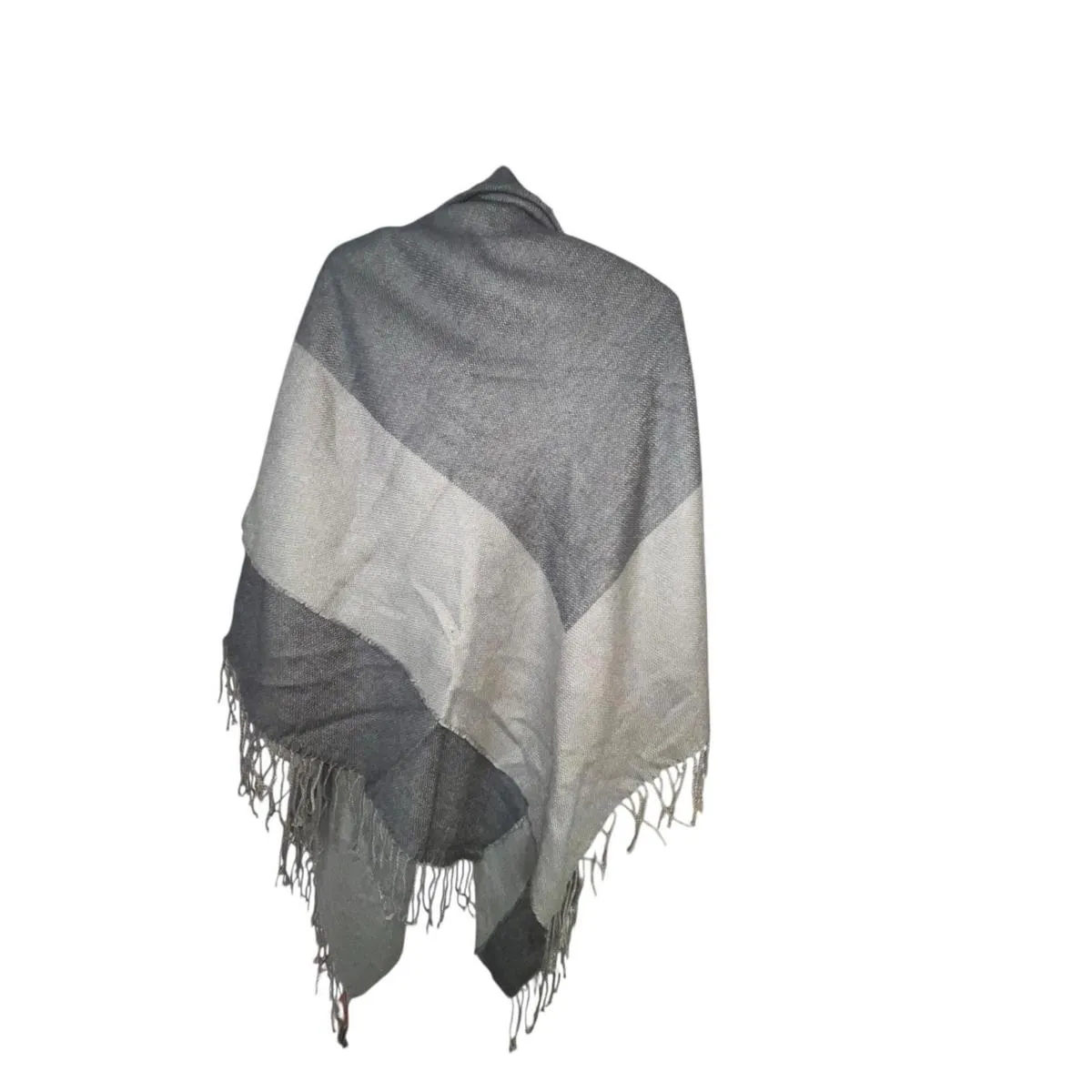 Croft & Barrow Taupe Two-Tone Toggle Poncho Cape Wrap Shawl OS Acrylic Fringe - Image 6