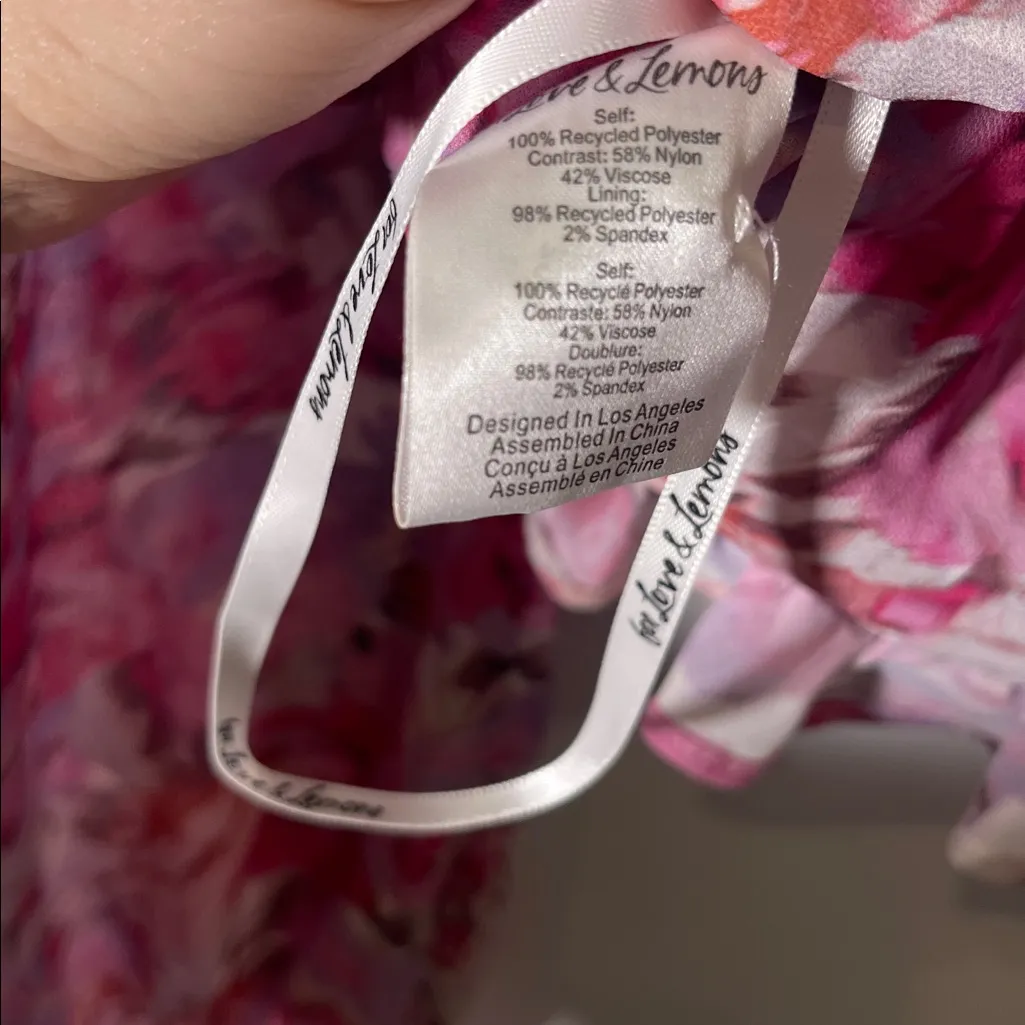 FOR LOVE AND LEMONS LARA PINK ROMANTIC LACE SEMI CROP TOP BLOUSE MEDIUM NEW - Image 5