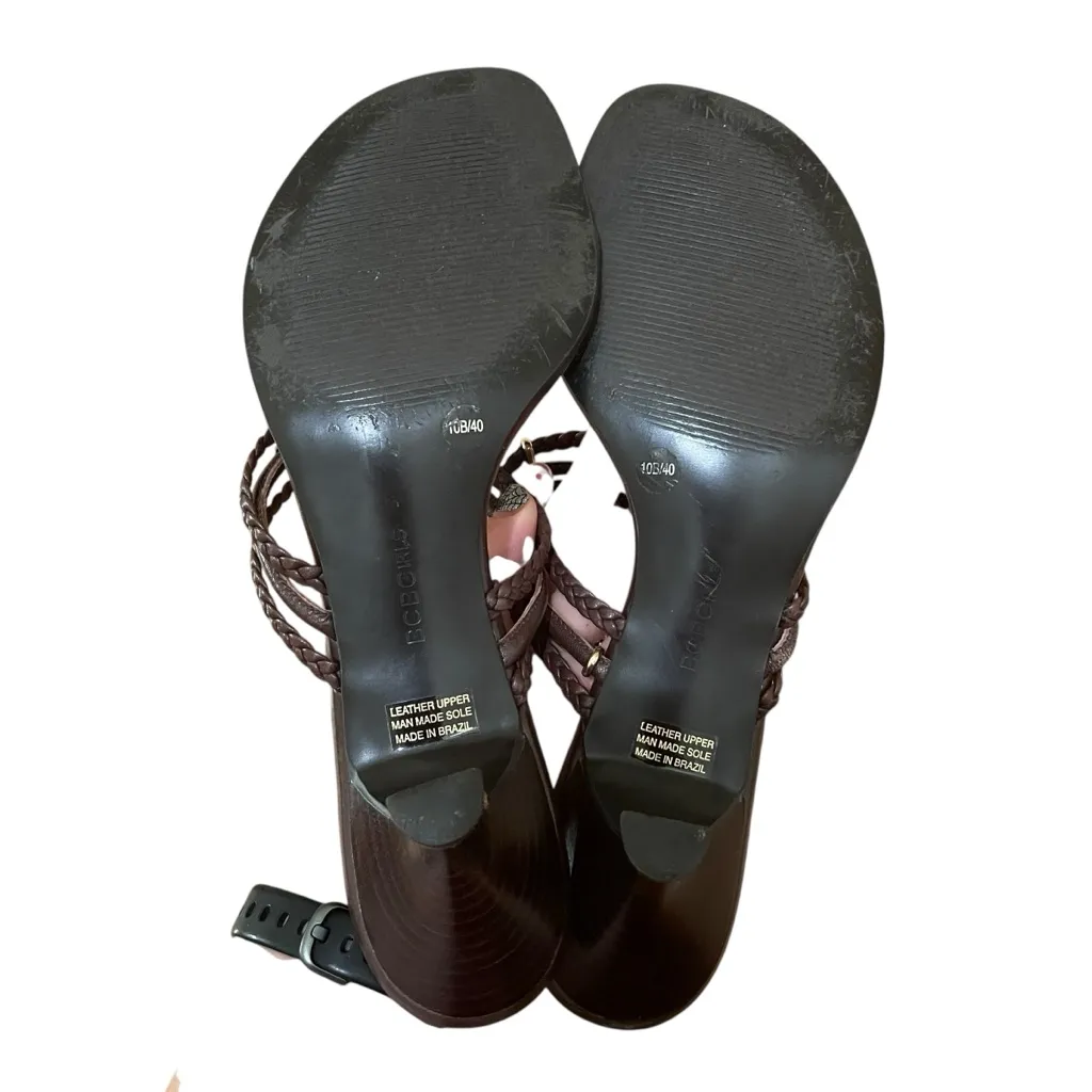 BCBGirls Sunee Braided Leather Ring Sandals Heels Coco Brown Womens Size 10 - Image 8