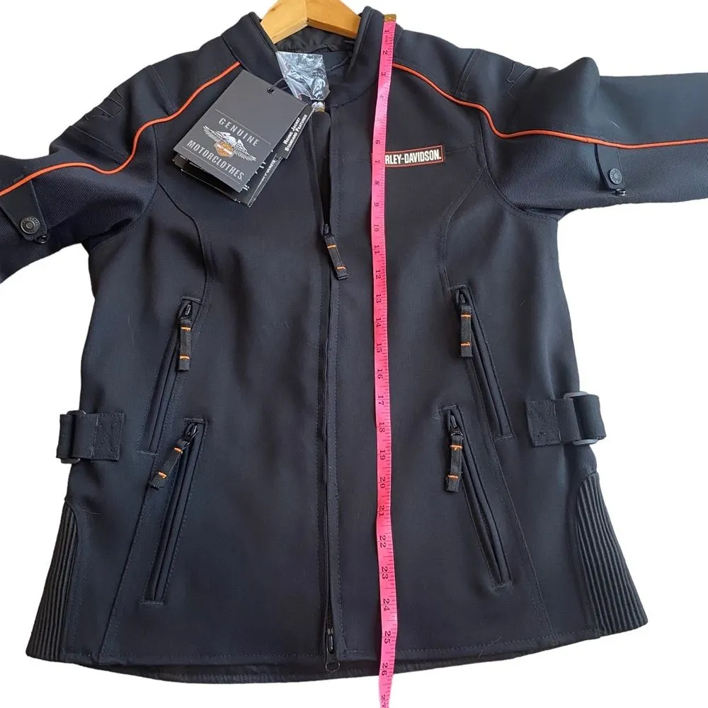 Harley Davidson Fennimore Stretch‎ Moto Riding Jacket Womens M Tall Black Orange Size M - Image 14