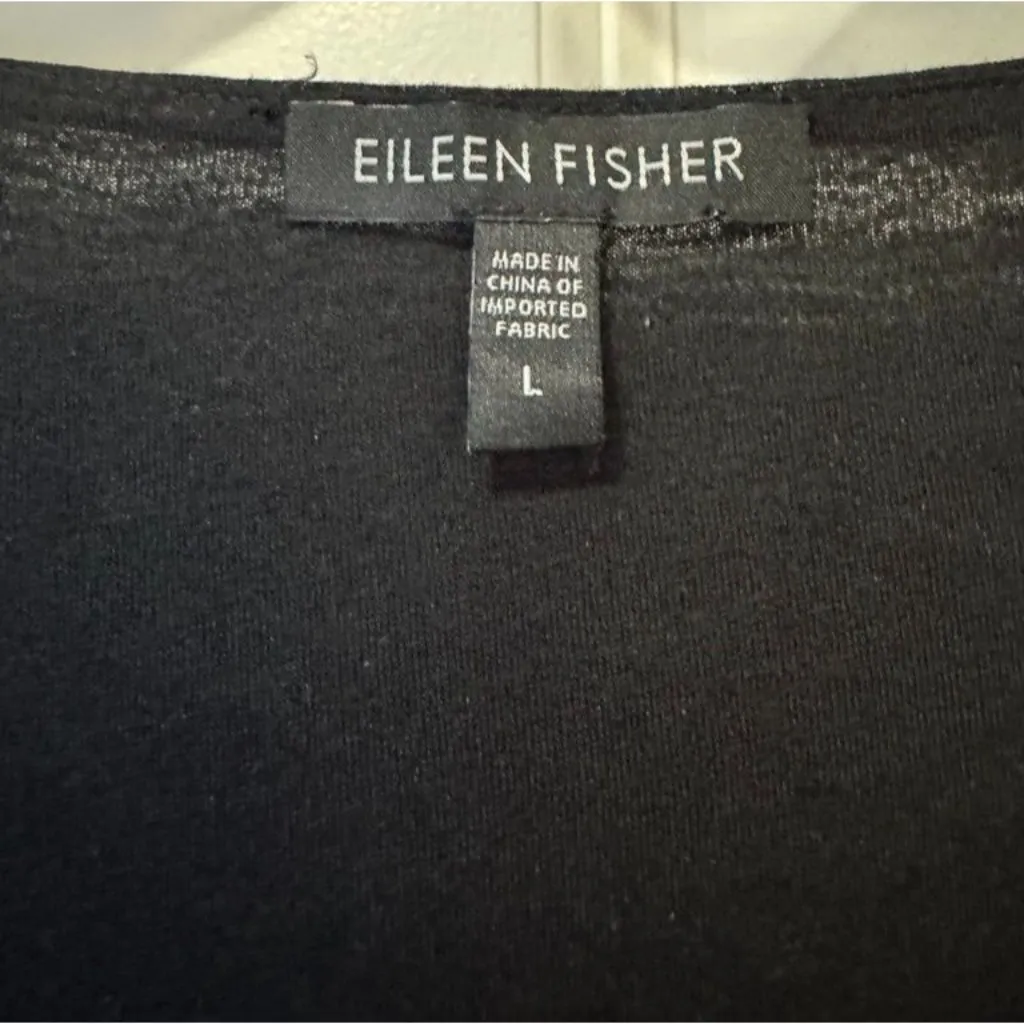 Eileen Fisher Dress Black Cowl Neck Sleeveless Long Lyocell Silk Career Womens L - Image 4