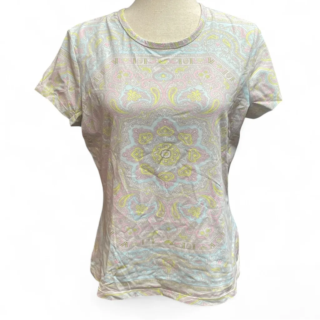 J McLaughlin Pastel Paisley Short Sleeve Preppy Euro Girl Large Coquette - Image 2