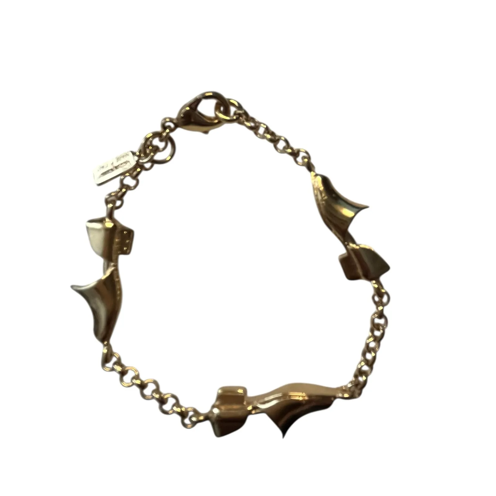 Salvatore Ferragamo Shoe Charm Bracelet Gold Tone Chunky 1980s Italy Signed - Image 9