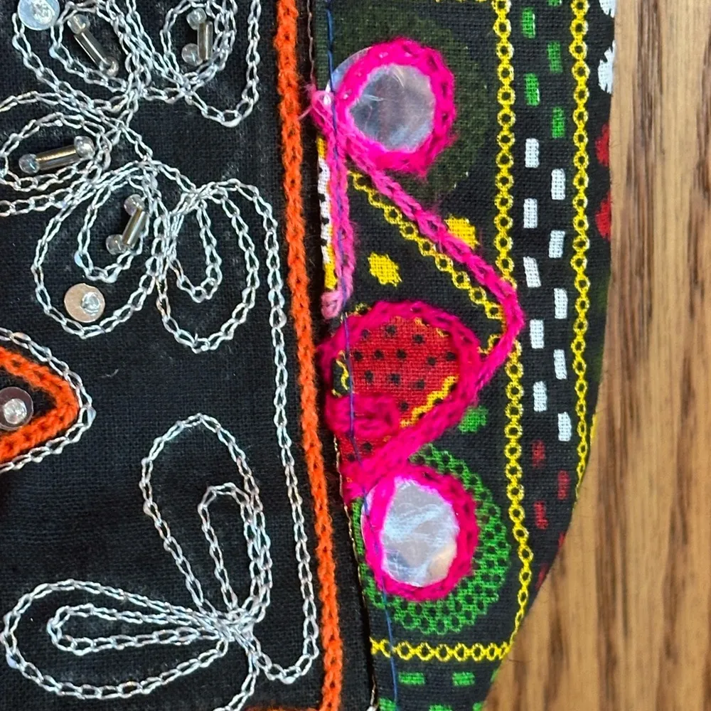 Sacred Threads India Handmade Embroidered Purse Boho Large Shoulder Bag Elephant - Image 4