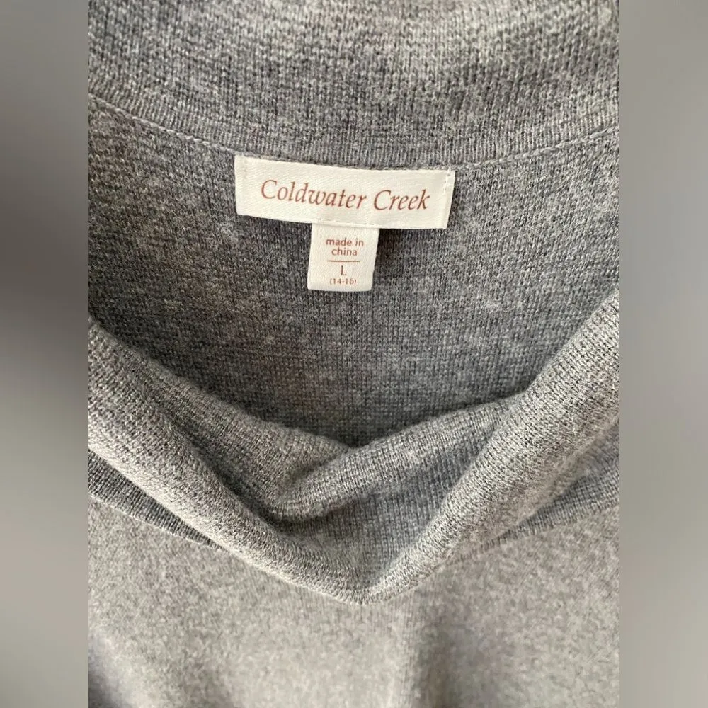 Wool Knit Sweater Dress Womens Large Long Tunic Cowl Neck Top Careerwear Holiday - Image 5