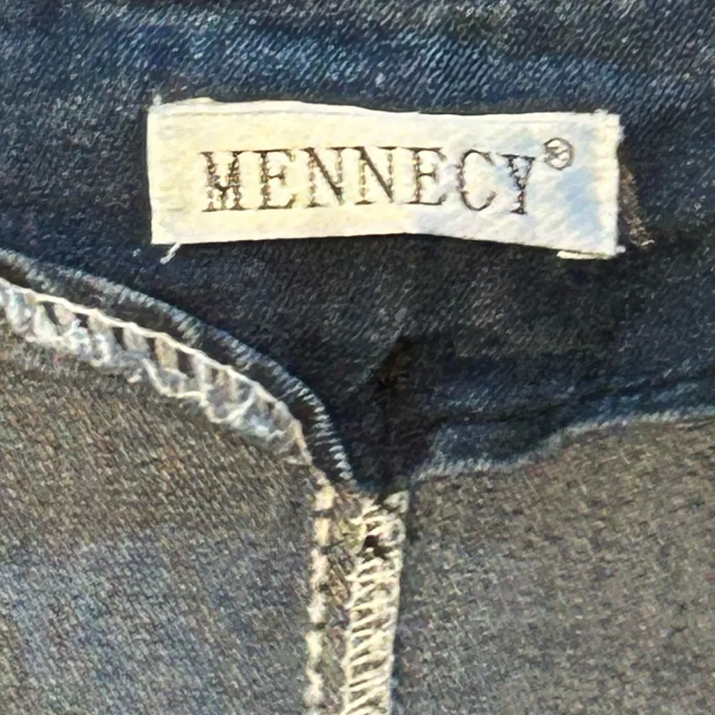 VTG 90s glam denim bling bejeweled blazer jacket zipper sleeves rockabilly M/L Blue Size undefined - Image 8