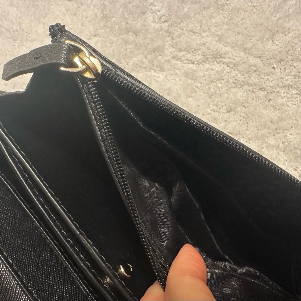 Kate Spade Laurel Way Rhinestone Ribbon Bow Crossbody Clutch Wallet Black - Image 8