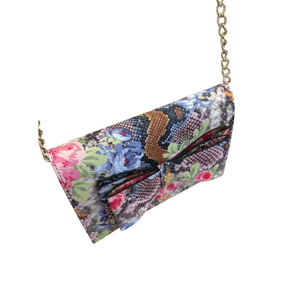 Betsey Johnson Floral Snakeskin Crossbody Clutch Purse SKU 7809 - Image 16