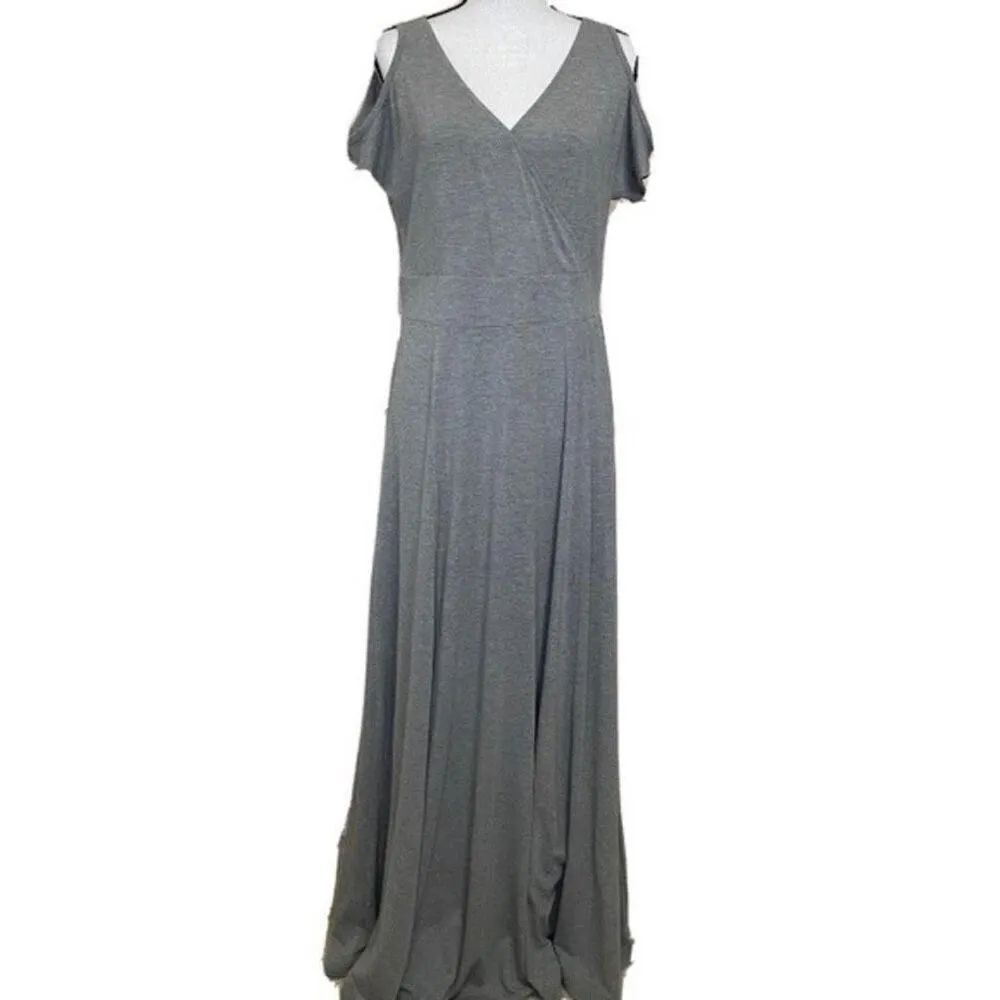 ✨Torrid Heather Gray Cold Shoulder Surplice Maxi Sz 3X Dress✨ - Image 6