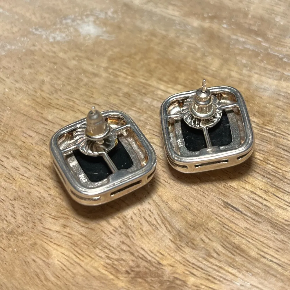 Genuine Amber 925 Sterling Silver Square Stud Earrings - Image 9