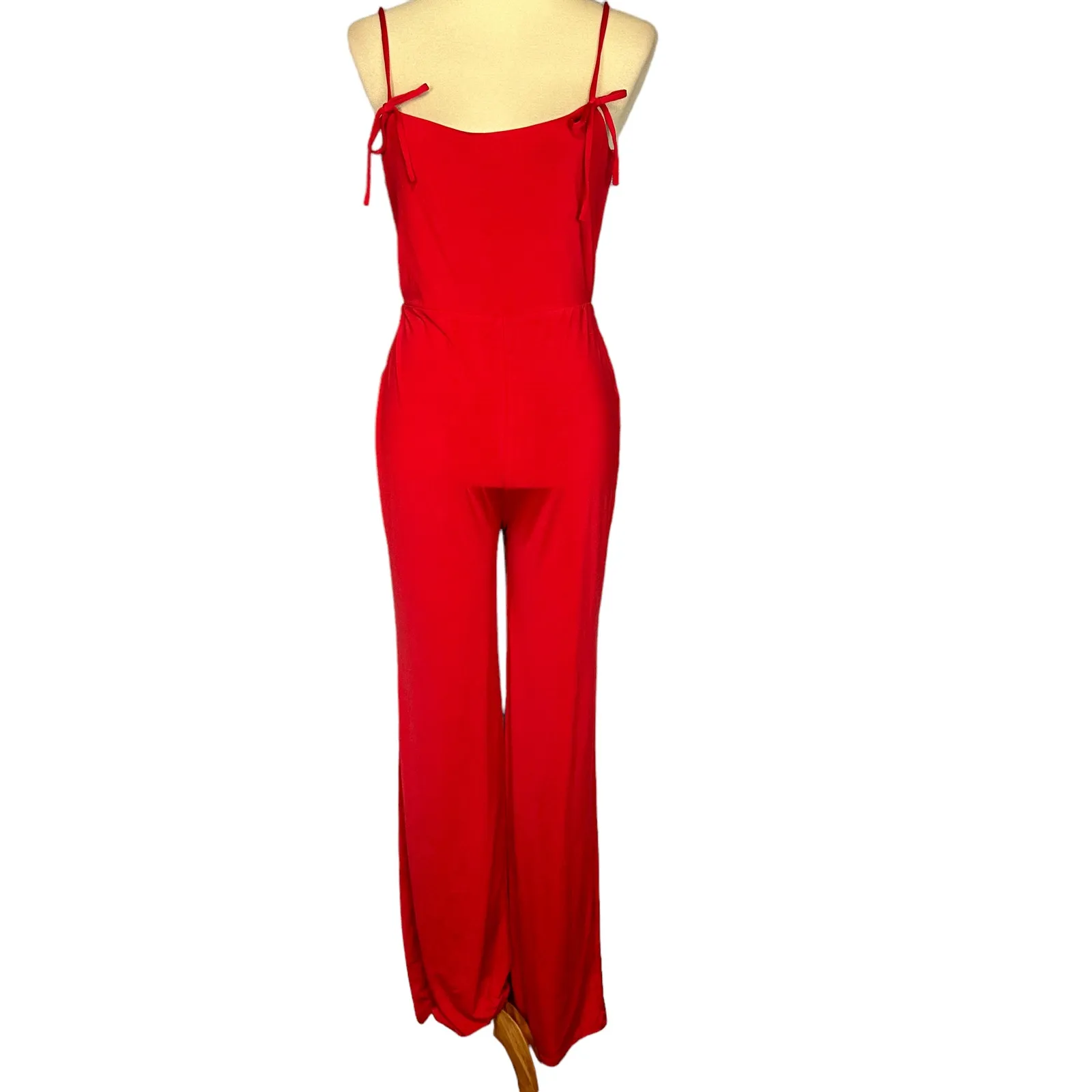 Lovers + Friends Red Wide Leg Jumpsuit LARGE Cocktail Jersey Revolve $178 NEW - Image 4