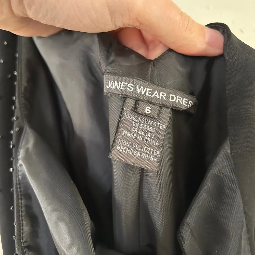 Jones New York Vintage Black Bow Detail Beaded 90s Party Dress Formal Size 6 - Image 4