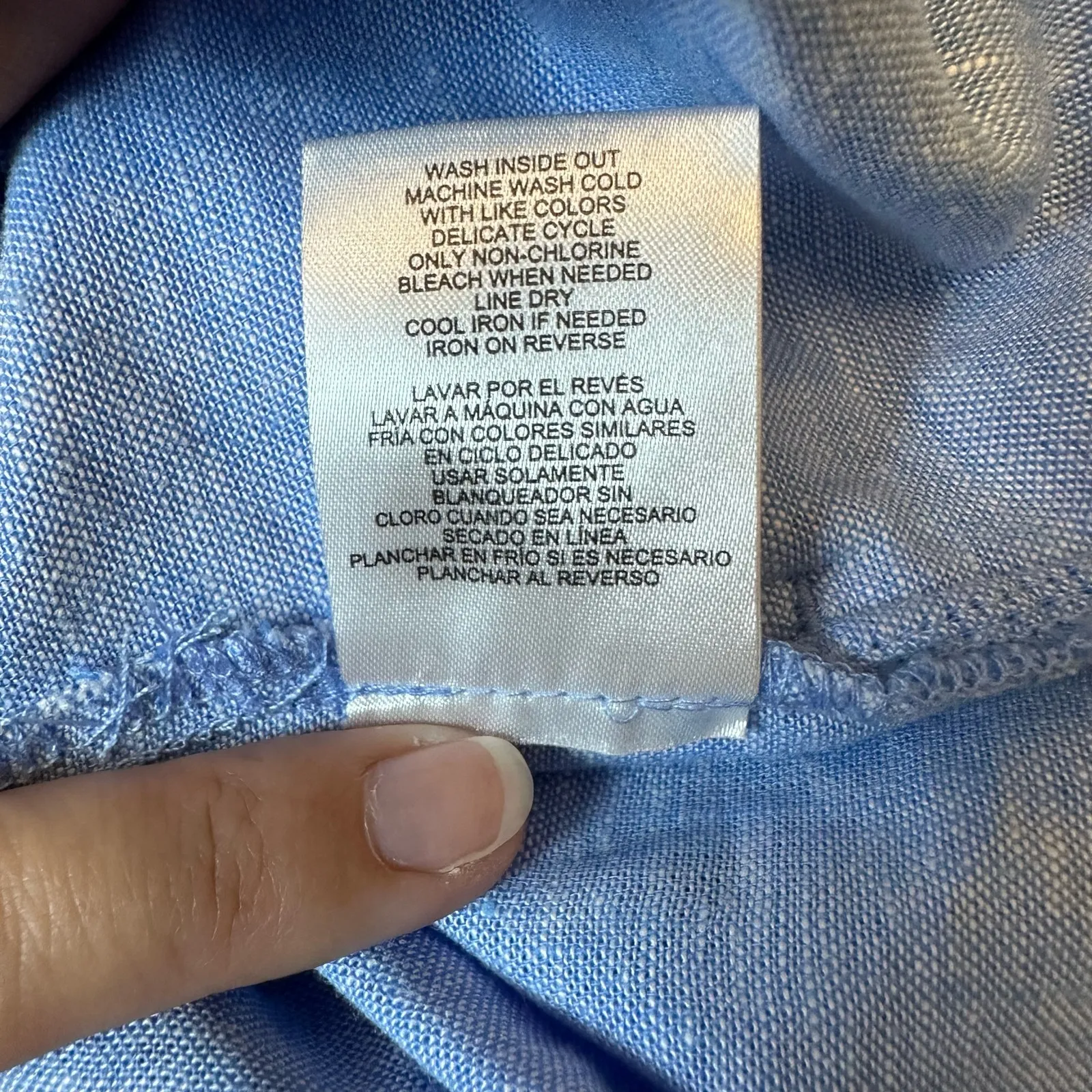 Lands End Bright Blue V-Neck‎ Linen Tunic Top Size M - Image 8