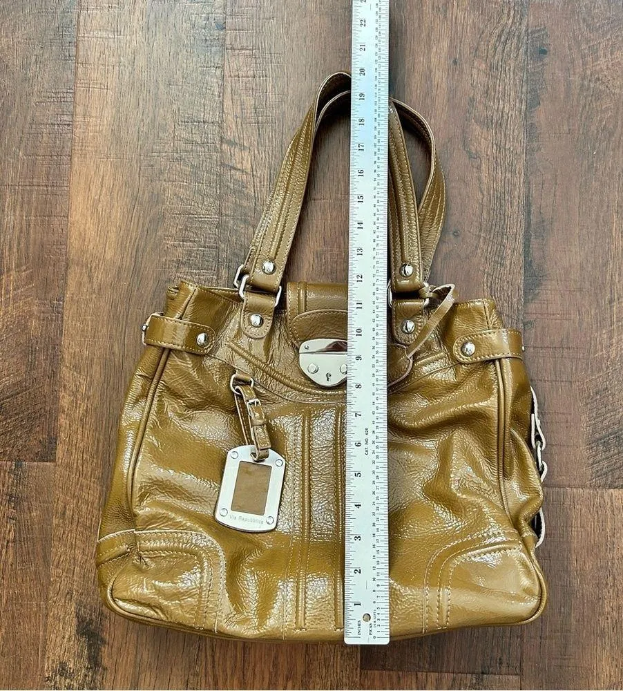 VIA REPUBBLICA golden mustard patent leather bag, made in Italy, NWOT Gold - Image 9