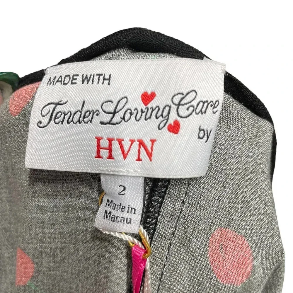 HVN Black Cherry Print Emily Sweetheart Mini Dress Size 2‎ - Image 10
