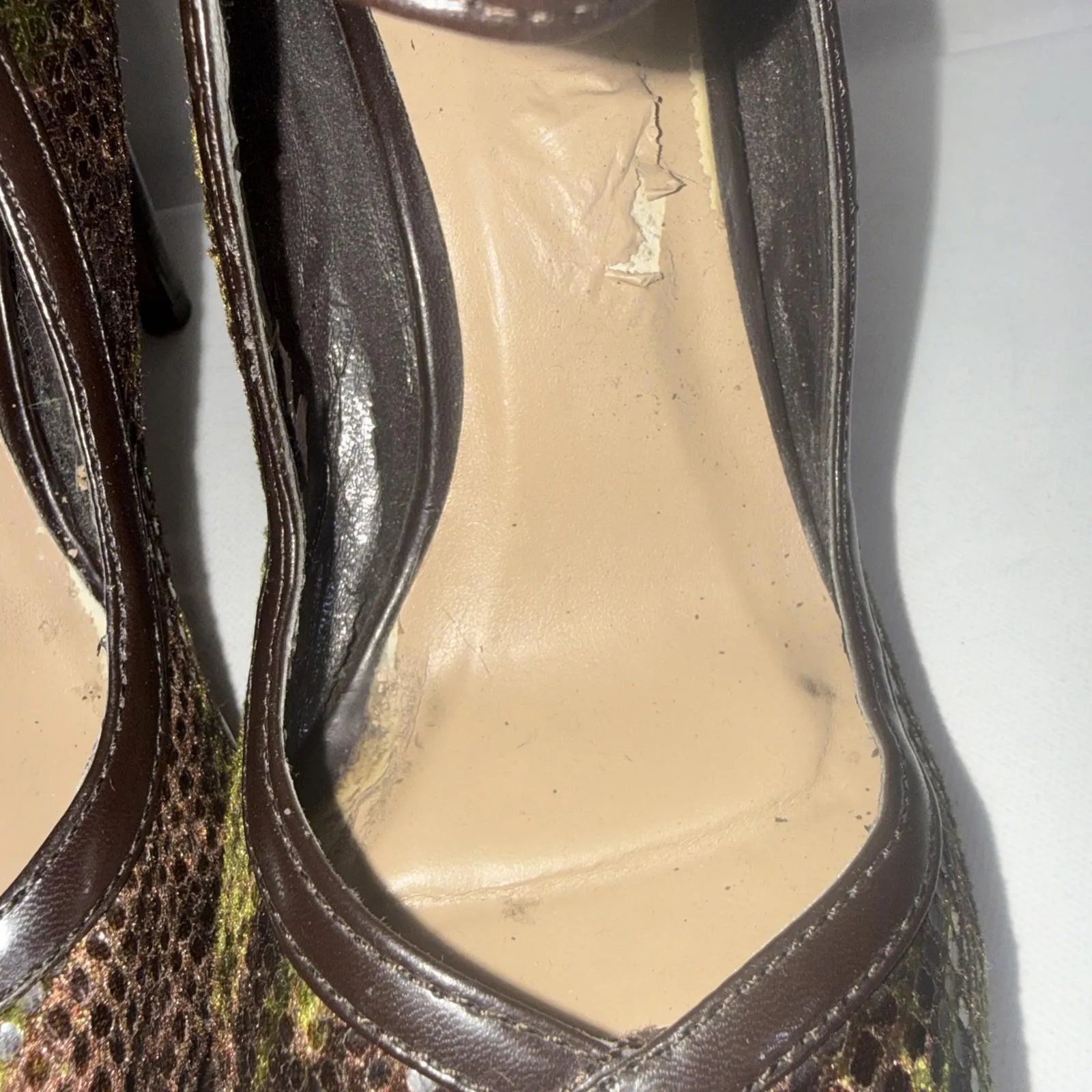 Vintage Y2K Tahari Marti Peep Toe Snakeskin Platforms Heels Shoes Size 6.5 - Image 6