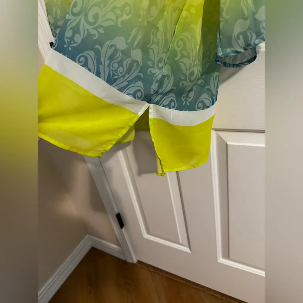 Catherine's Paisley Boho Blue Yellow Print Tunic Plus Size 2XWP 22/24 - Image 5