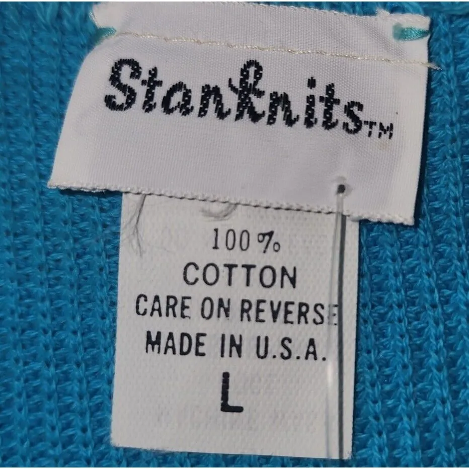 StanKnits Cotton Knit Vest Sleeveless Top Casual Layering‎ Blue Large - Image 3