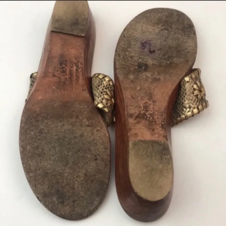 Jack Rogers Size 7 Leather‎ Wooden Wedge Sandal - Image 6